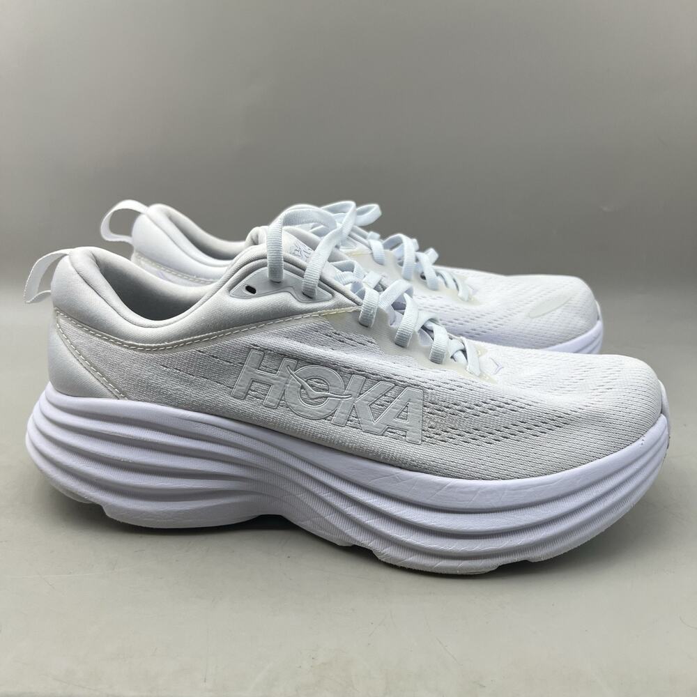 Hoka One One Bondi 8 Running Shoes Men Size 8.5 D White Mesh Comfort Sneakers
